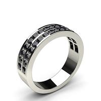 Channel Setting Half Eternity Black Diamond Ring