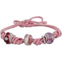 Chrysalis Pink Leather \'San Francisco\' Pink Bead Charm Bracelet