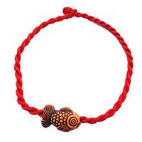 chinese red classic red string bracelet with cute little goldfish jewe ...
