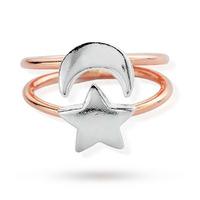 ChloBo Rose Gold Plated Luna Soul Moon And Star Ring - Ring Size Small