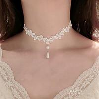 Choker Necklaces Imitation Pearl Lace Tattoo Style Flower Style Dangling Style Pendant Flower Jewelry Women\'sWedding Party Special