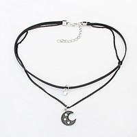 choker necklaces alloy rhinestone euramerican fashion double layer moo ...