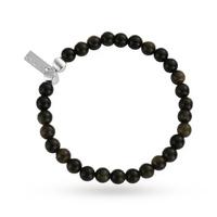 ChloBo Mens Golden Obsidian Ball Bracelet