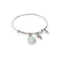 Chrysalis Aquamarine Jade March Silver Bangle