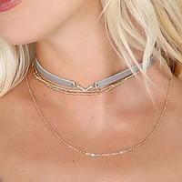 choker necklaces alloy leather pendant tassel multi ways wear v alphab ...