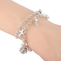 Charm Bracelet 1pc, Silver Bracelet Tassels Love / Star Friendship Gift Rhinestone Jewelry for Women/Girls