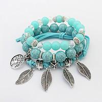 Charm Strand Bracelet Alloy Acrylic Resin Leaf Fashion Bohemia Women\'s Jewelry 1set