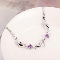 Chain Bracelet Crystal Silver Plated Simulated Diamond Fashion Jewelry Purple Jewelry 1pc