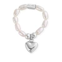 ChloBo Pearl Puffed Heart Rings - Ring Size Medium