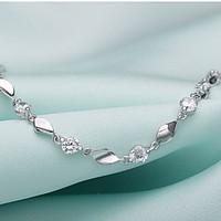 Chain Bracelet Crystal Zircon Cubic Zirconia Silver Plated Simulated Diamond Fashion Simple Style Jewelry Silver Jewelry 1pc