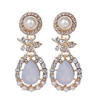 Charm Water Drop Earrings Fashion Jewelry Rhinestone Pearl Dangle Earrings