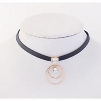 Choker Necklaces Pendant Dangling Style Rhinestone Circle Ladys Girls Daily Statement Jewelry For OL