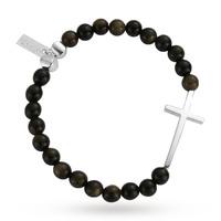 ChloBo Men Golden Obsidian Cross Bracelets