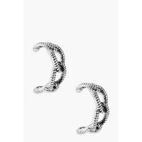 Chunky Chain Hoop Earrings - silver