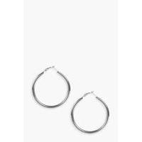 Chunky 5cm Hoop Earrings - silver