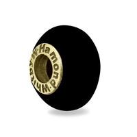 Charm Whitby Jet And 9ct Yellow Gold Logo Bead