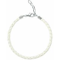 Chamilia Bracelet Leather White Metallic Braided