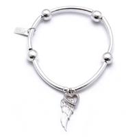 ChloBo Iconic Silver Tube Wing Heart Bracelet SBNB007703