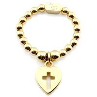 ChloBo Cloud9 Gold Plated Cross Heart Medium Ring GRM2012