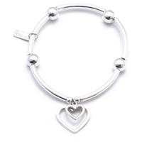 ChloBo Iconic Silver Tube Open Heart Bracelet SBNB007028