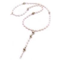 ChloBo Silver White Freshwater Pearl Rosary Beads SNPROS