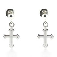 ChloBo Iconic Silver Cross Dropper Earrings SEDR515