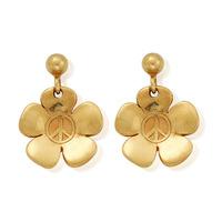 ChloBo Gold Plated Peace Flower Dropper Earrings GED180