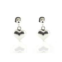 ChloBo Iconic Silver Puffed Heart Dropper Earrings SEDR023