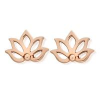 ChloBo Mayas Light Rose Gold Plated Lotus Stud Earrings REST496