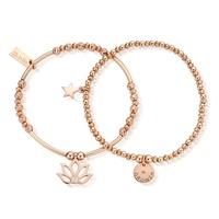 chlobo mayas light rose gold plated lotus set of two bracelets rbset46 ...