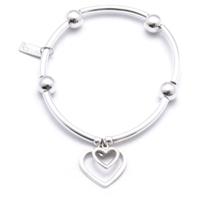 ChloBo Iconic Silver Tube Open Heart Bracelet NBA9
