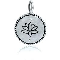 Chrysalis Silver Round Lotus Flower Tag Charm CRCN0018