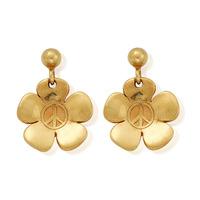 chlobo gold plated peace flower dropper earrings ged180