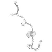 Childs Diamond Set Silver Charm Bracelet