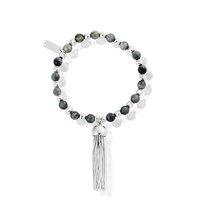 ChloBo Gypsy Dreamer Grey Stone and Silver Tassel Bracelet