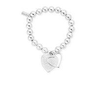 Chlobo Silver Medium Ball Open Heart and Decorated Heart Bracelet