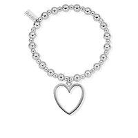 Chlobo Silver Mini Small Ball Open Heart Bracelet