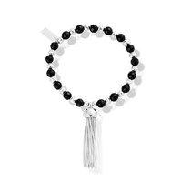 ChloBo Gypsy Dreamer Silver and Black Stone Tassel Bracelet