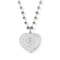 Chlobo Silver and Labradorite Decorated Flower Heart Chain