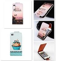 City Pattern Up-down Turn Over PU Leather Full Body Case for iPhone 4/4S
