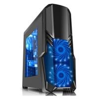 CiT G Force Gaming Case with 15 LED Blue Front Fan - Black
