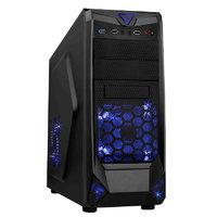 CiT Black Widow Mesh Gaming Case Black/Blue Interior USB3 12cm Blue LED Toolless