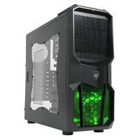 CiT Neptune Gaming Case 12CM Green LED Fan Side Window Black Screwless Bays