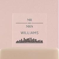 City Style Personalised Clear Acrylic Block Cake Topper