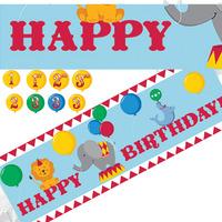 circus time giant party banner with stickers
