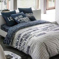 CITY Light Grey/Dark Blue Reversible Cotton Duvet Cover