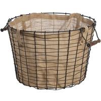 Circular Wire Basket With Linen Lining