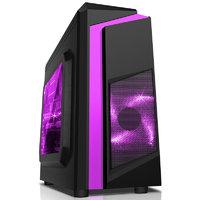 cit f3 black midi case with 12cm purple led fan amp purple stripe