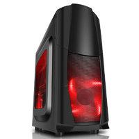 CIT Dragon Midi Black Case With 12cm Red LED Fans & Side Window