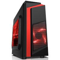 cit f3 black midi case with 12cm red led fan amp red stripe